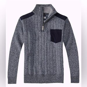 Men's Half Zip Pullover Knit Sweater Soft Brushed Flannel Lining Gioberti NEW